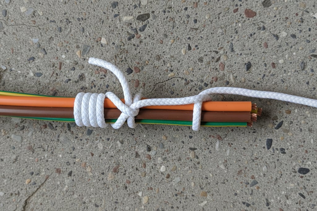 Schwäbisch Hitch and Half hitch wire pulling head on XHHW high voltage wires