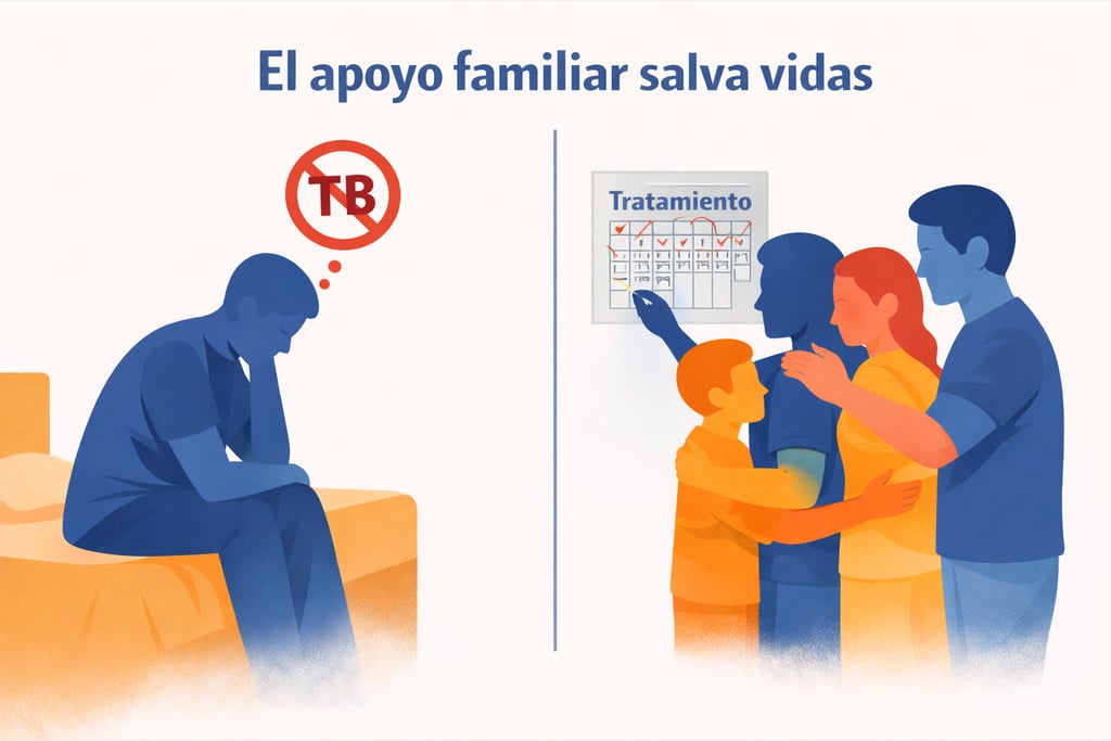 Contraste entre el aislamiento por estigma y el apoyo familiar que ayuda al paciente con tbc