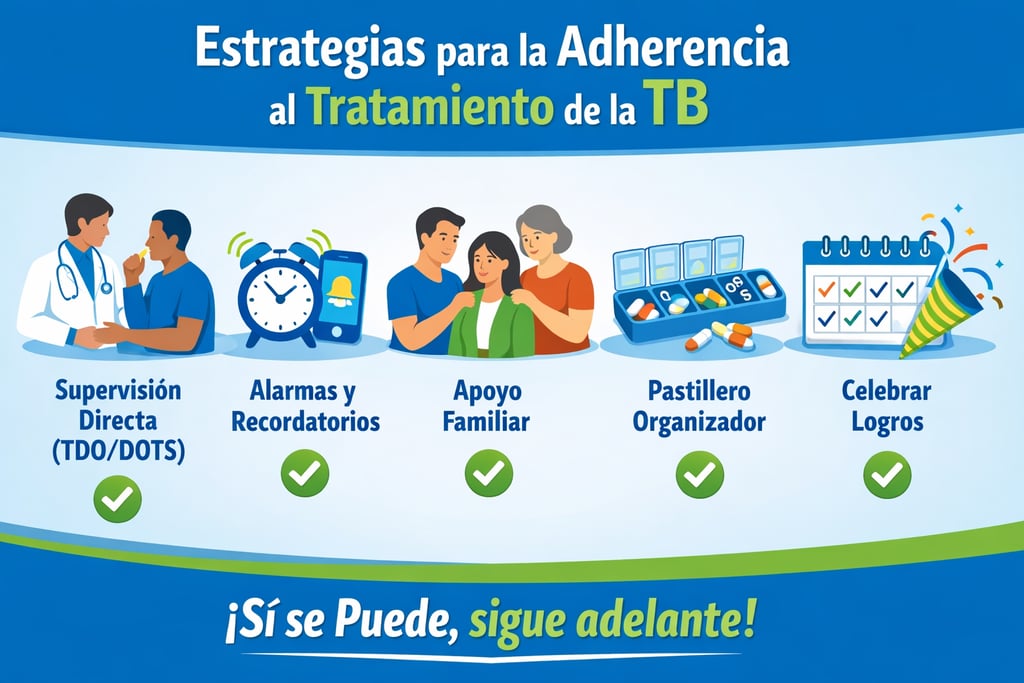 Lista de estrategias prácticas para completar exitosamente el tratamiento de tuberculosis