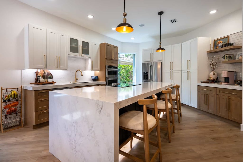 Full Kitchen Remodeling with Countertop, Island and Cabinets