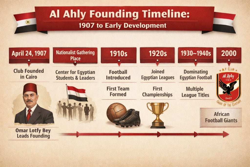 al ahly founding timeline infographic