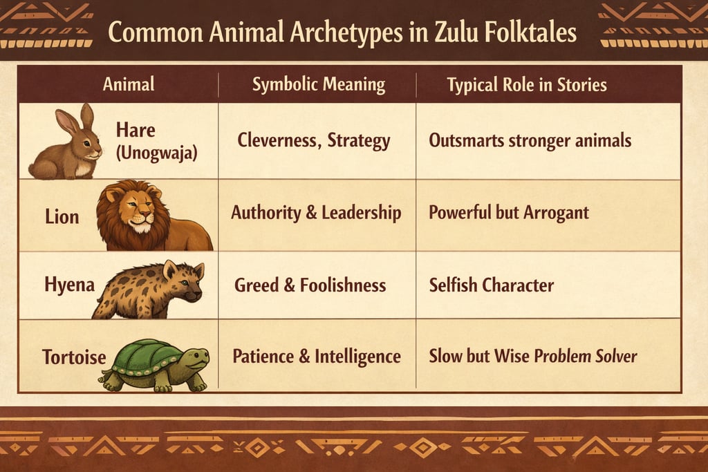 common animal archetypes in zulu tales