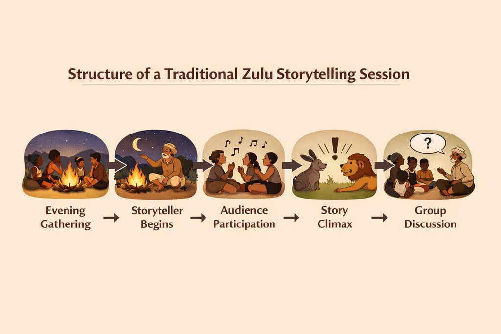 stages of a zulu storytelling session