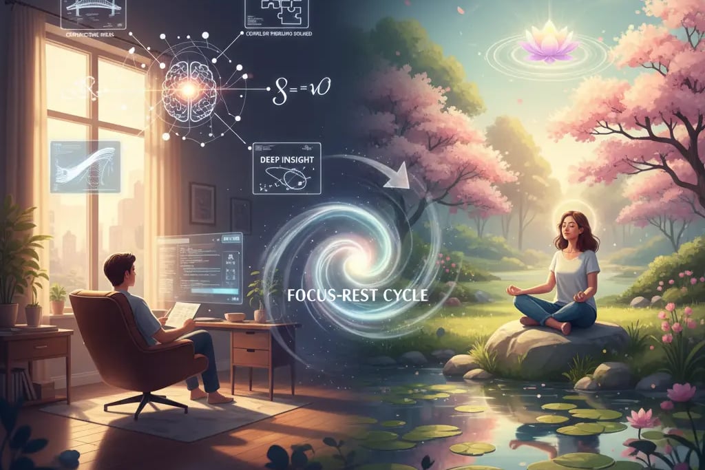 Intuitive problem-solving: focus and rest cycle for creative insight, incubation, and default mode network activation.