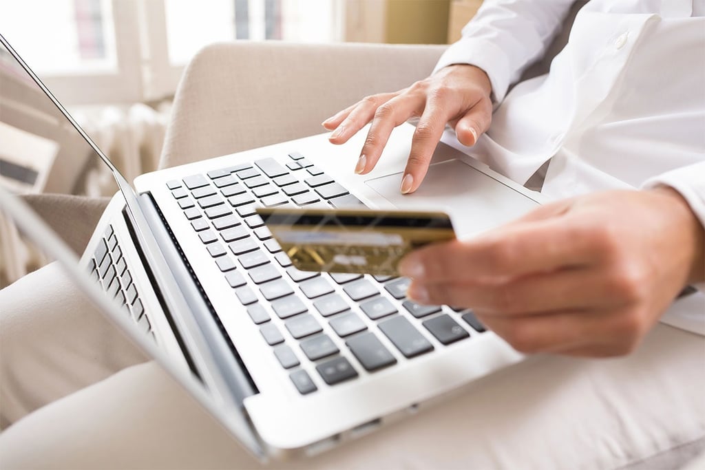 Credit card payment with laptop