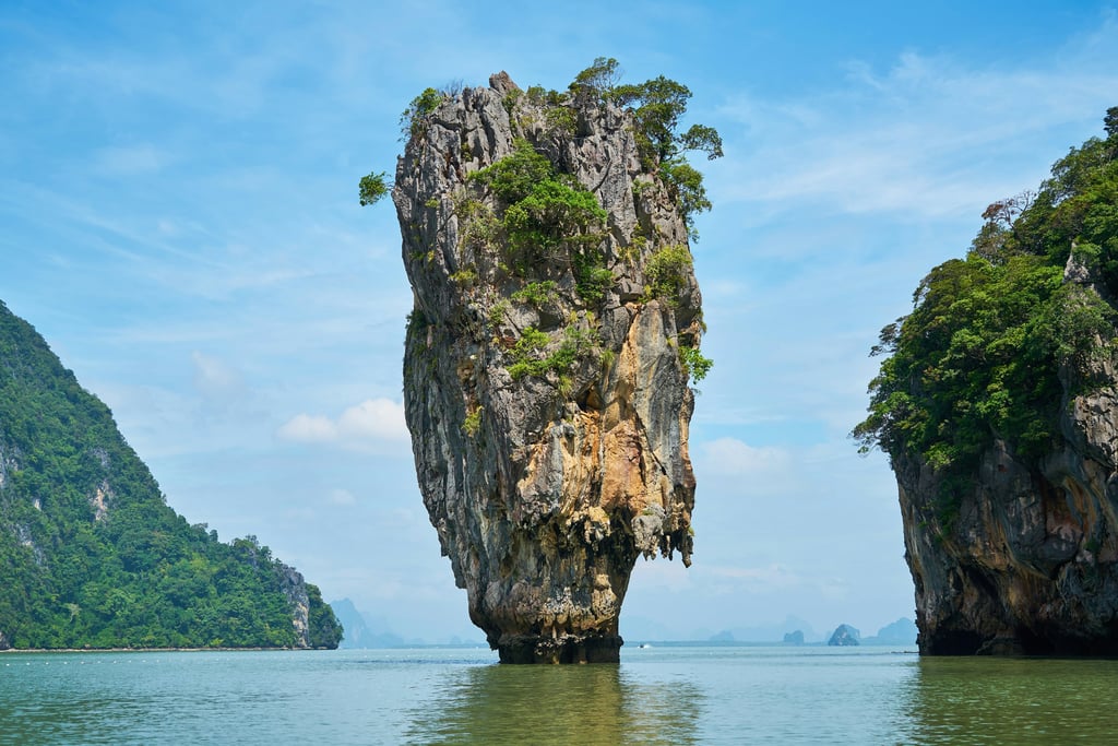 James Bond Island limestone rock formation near Phuket, a popular sightseeing tour in Thailand