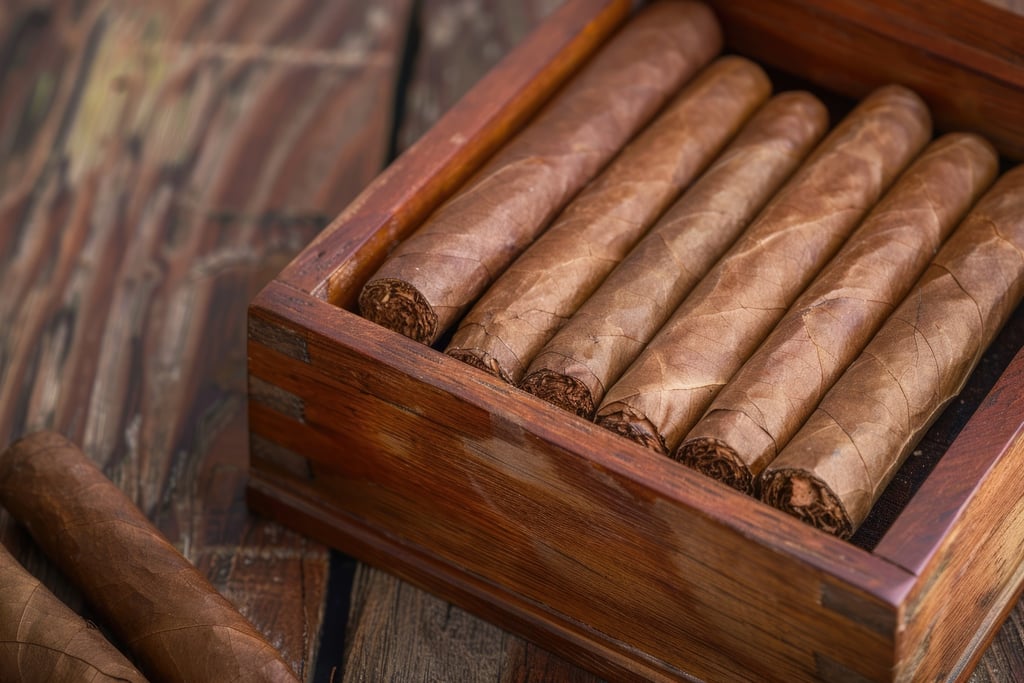 Premium Dominican cigars in wooden box, popular hand-rolled souvenir from the Caribbean