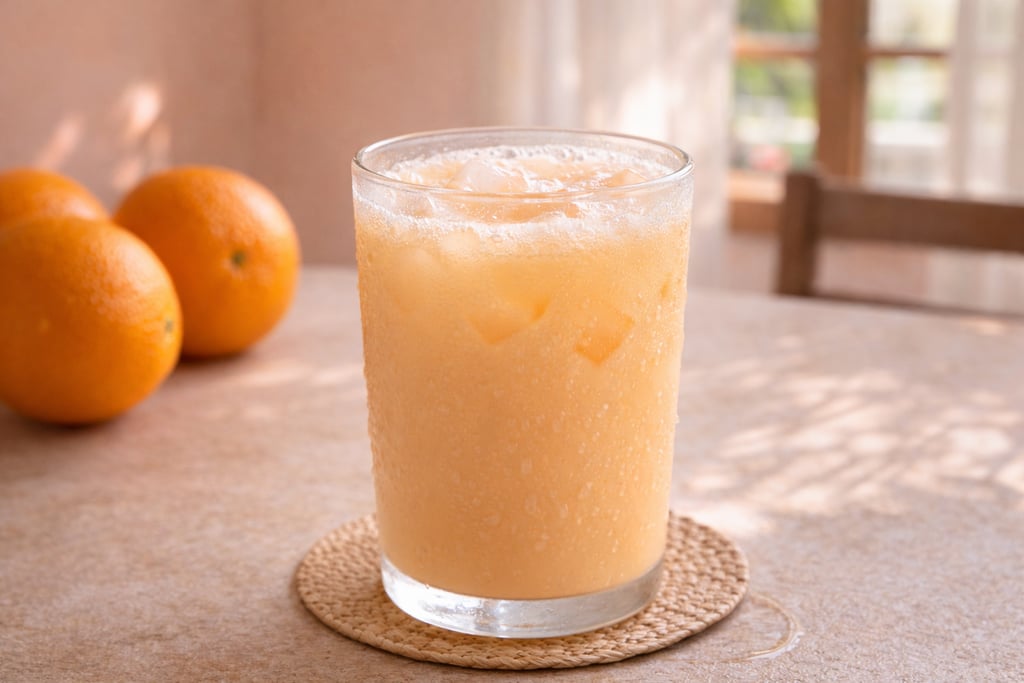 Morir Soñando Dominican drink with orange juice, milk and ice in glass on table