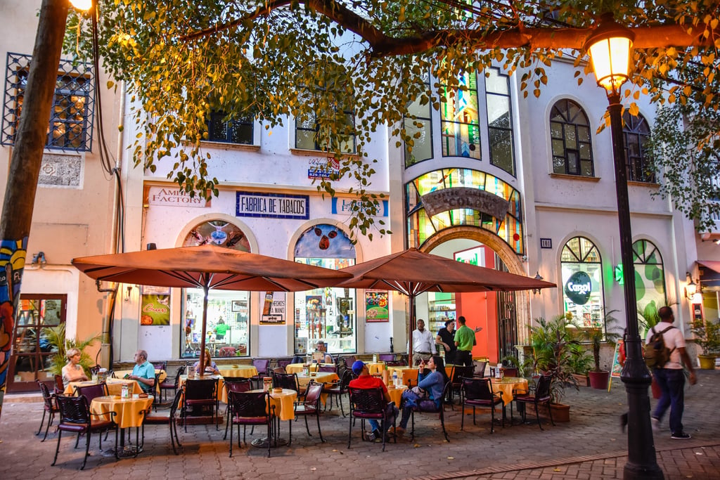 Evening restaurant scene in Santo Domingo Colonial Zone Dominican Republic