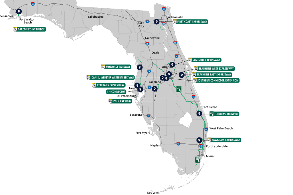Carte des routes payantes Floride
