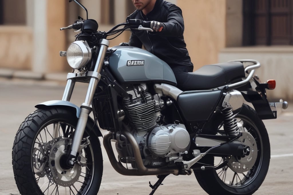 um homem segurando uma moto