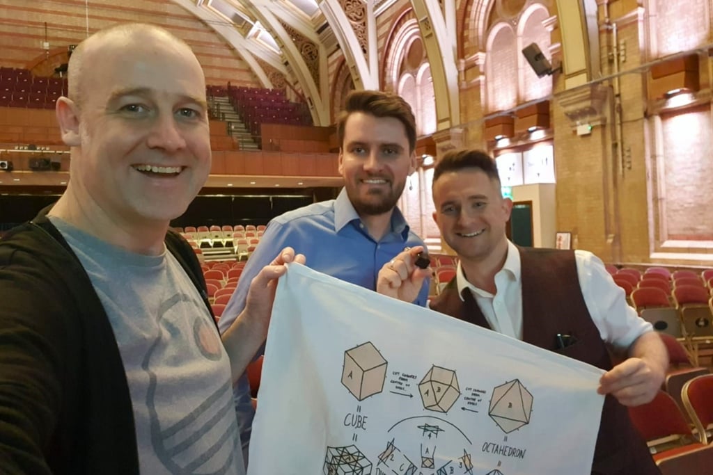 Matt Parker with James Syrett and James Wenn at the Ipswich Corn Exchange