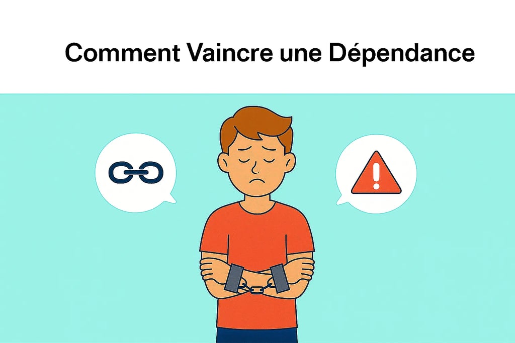 Illustration d’un homme enchaîné représentant la lutte contre la dépendance et l’importance de la libération, addiction, rech