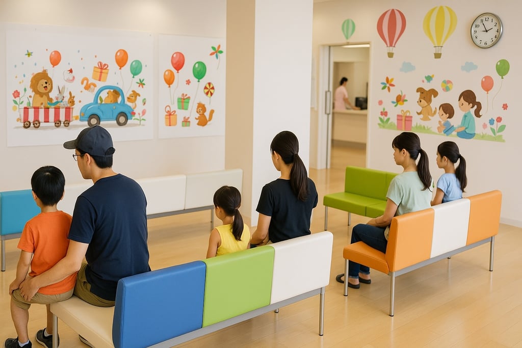 小児科クリニックの待合室で、親子連れや家族が順番を待っているイメージ画像｜堺市のニュースならサカイタイムズ