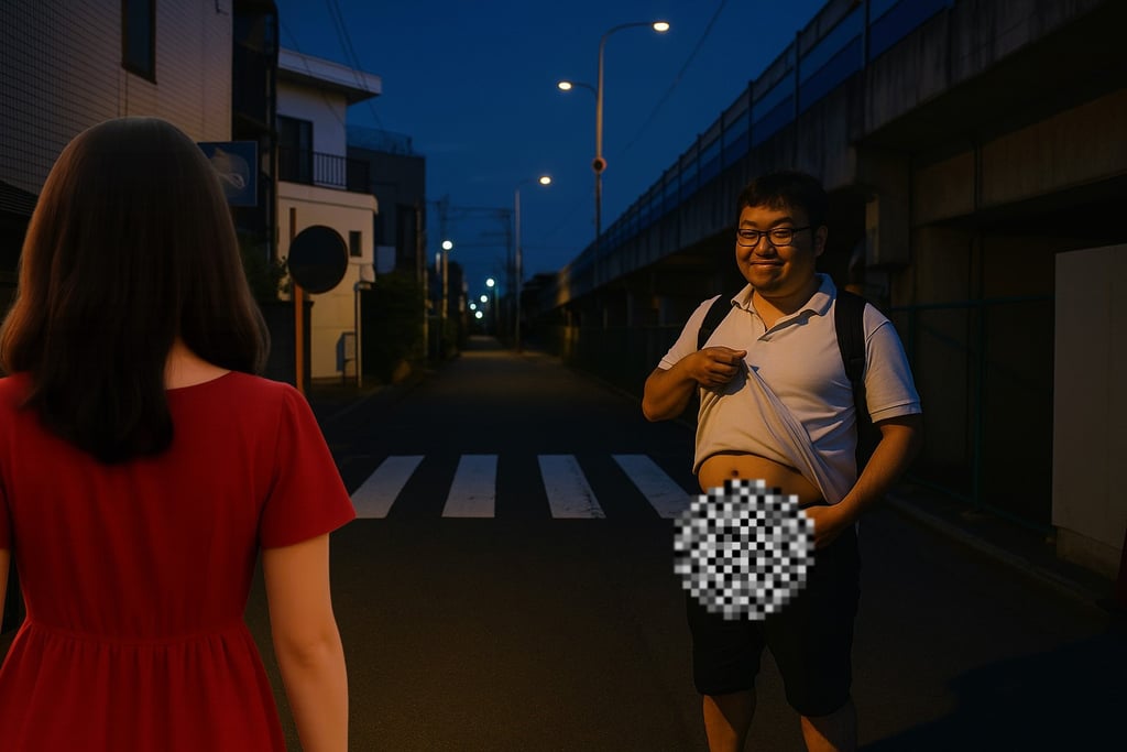夜の路上で女性に下半身を露出する男のイメージ画像｜堺市のニュースならサカイタイムズ
