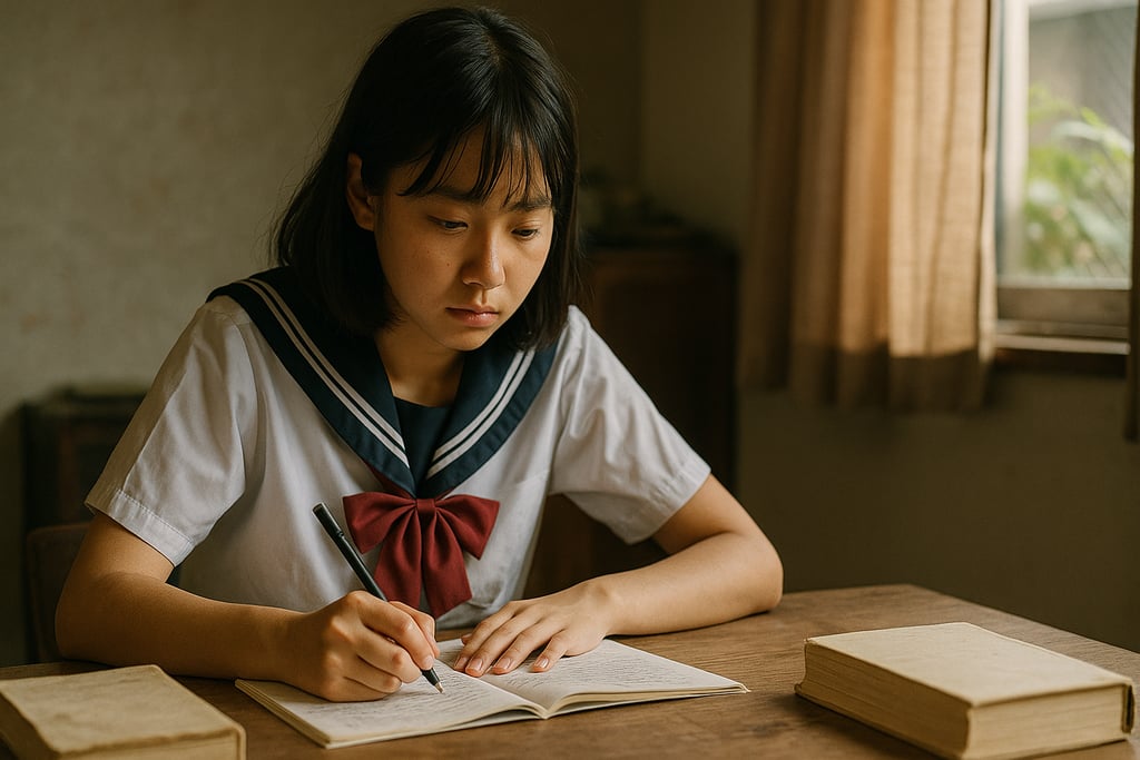 奨学金をもらって大学進学するために勉強に打ち込んでいる女子高生