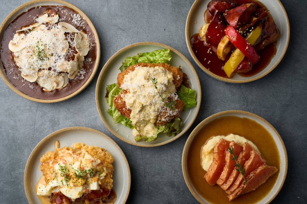 guilt free plateメイン5種類の料理が並ぶ様子|堺市のグルメ情報ならサカイタイムズ