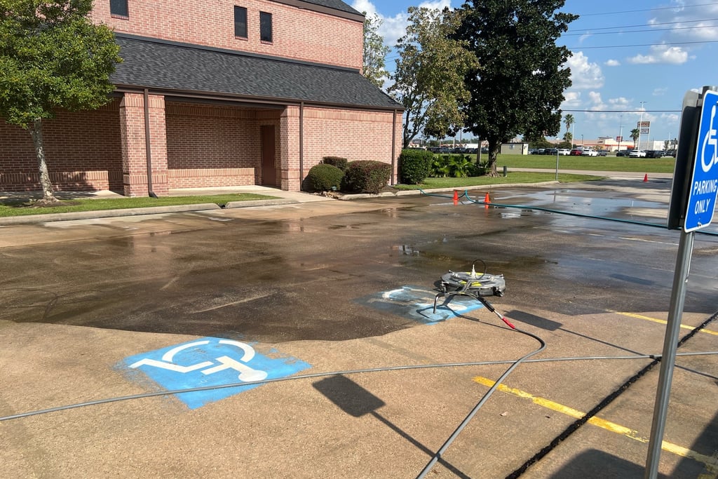 Church Parking Lot being pressure washed