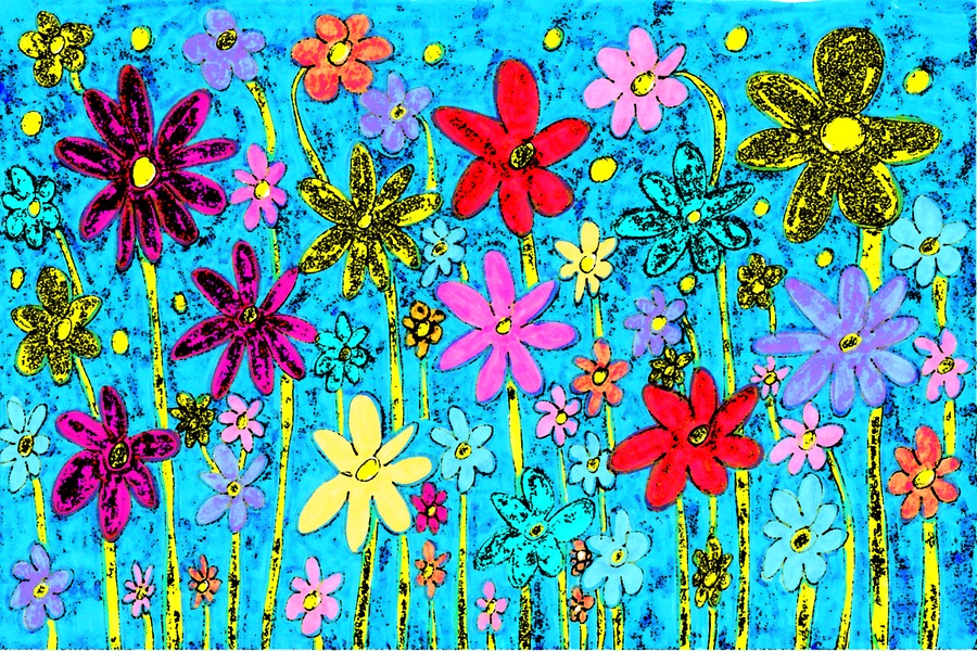 Hand drawn abstract floral design. 