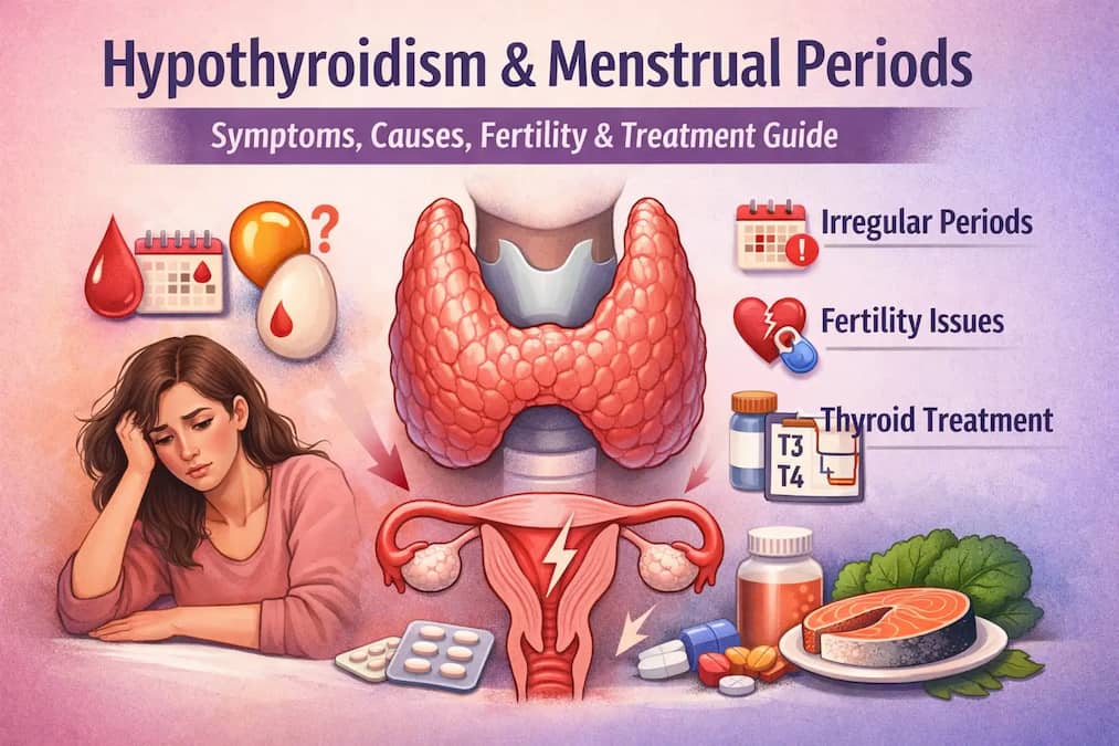 Illustration showing how hypothyroidism affects menstrual periods