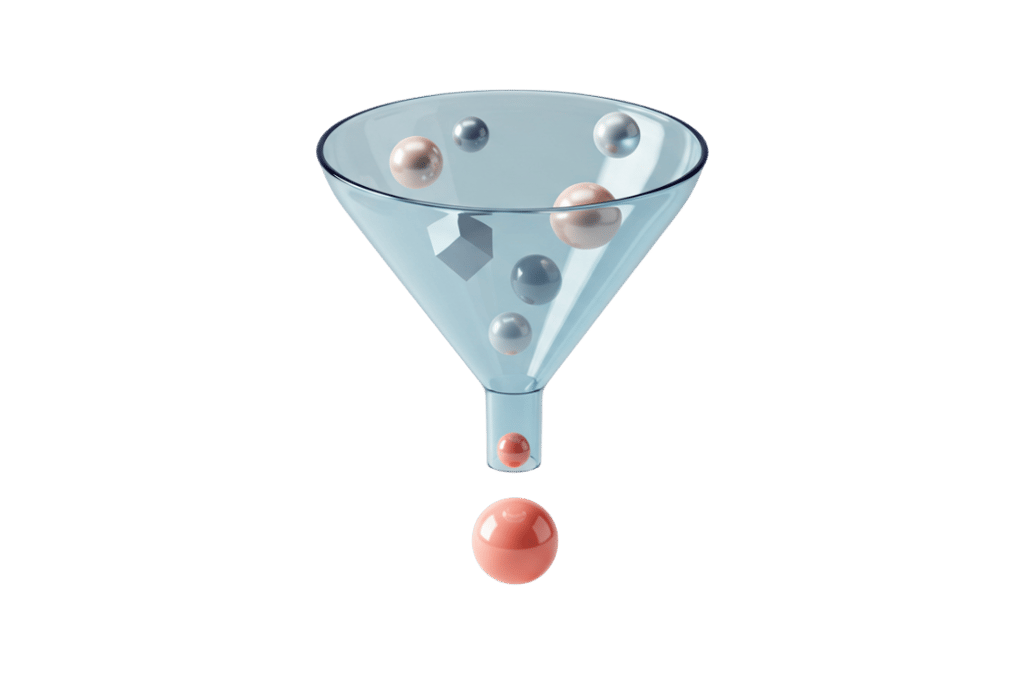 a funnel of balls of balls of red and white