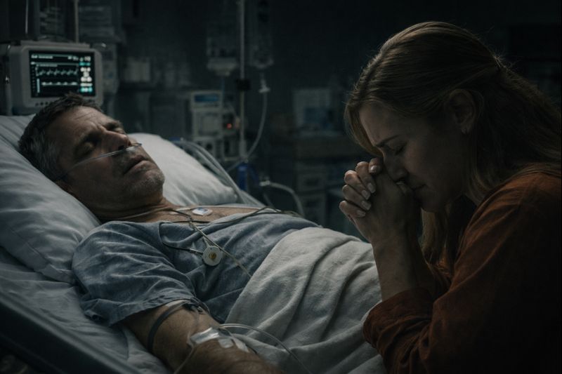 a man and woman in hospital bed in a hospital