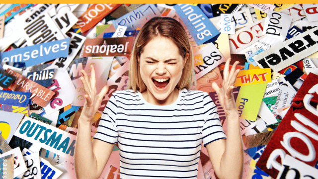 A woman screaming at all the negative thoughts