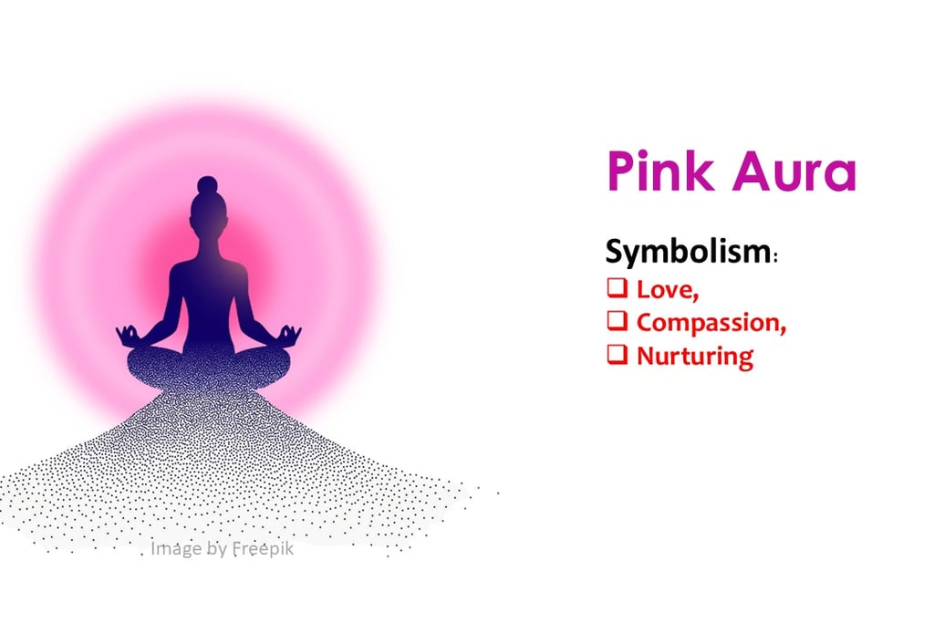 a person sitting in a meditation position with a pink aura