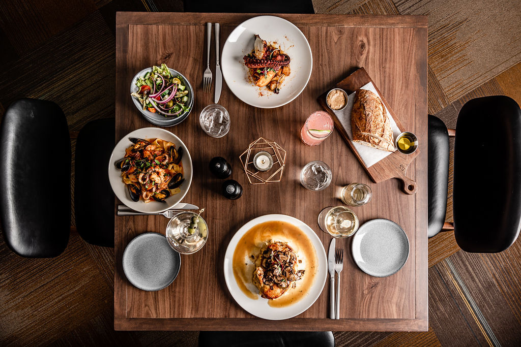 food, restaurant, seafood, cocktails