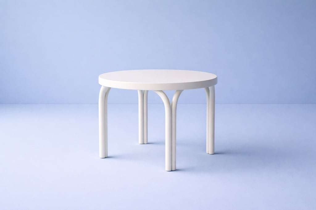 mesa blanca pequeña en fibra de vidrio