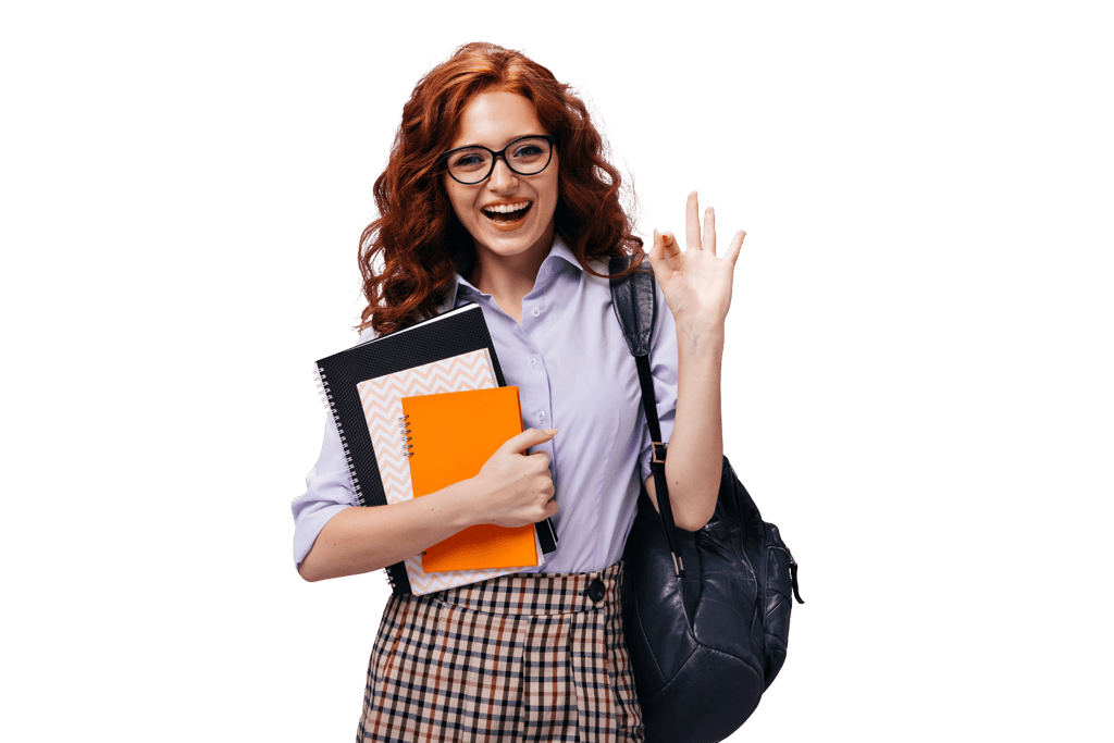 student holding files