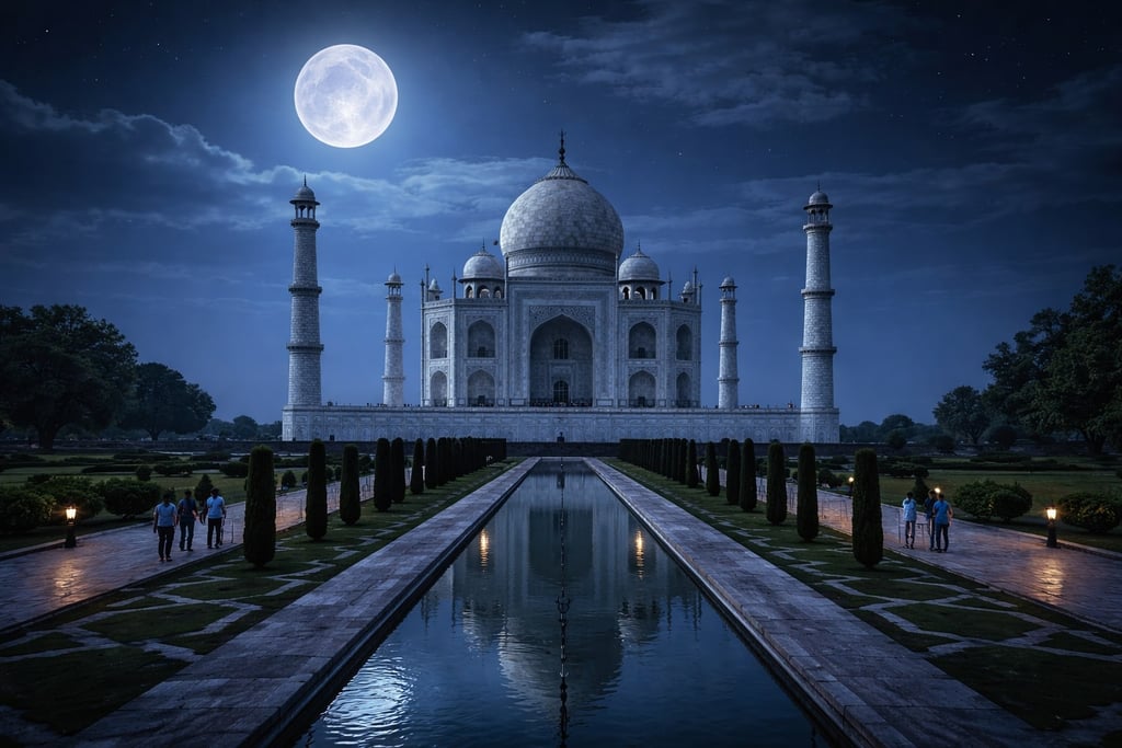Taj Mahal moonlit serenity