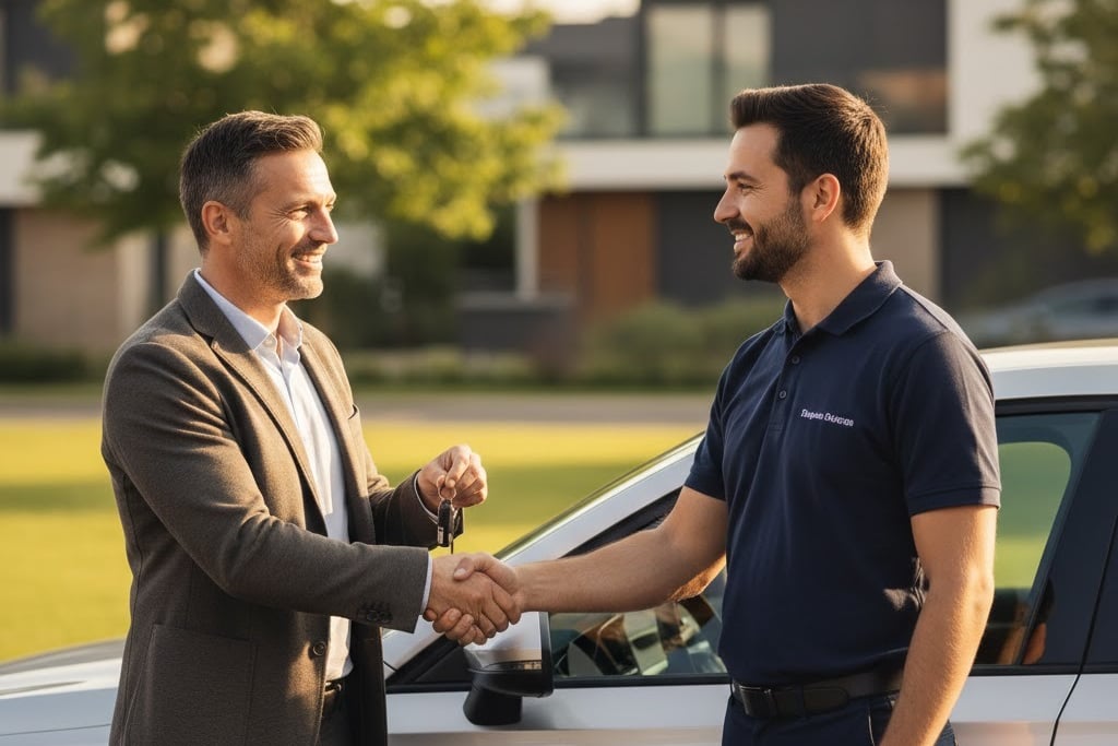 Remise des clés réussie après un convoyage professionnel avec Convoi-RM.