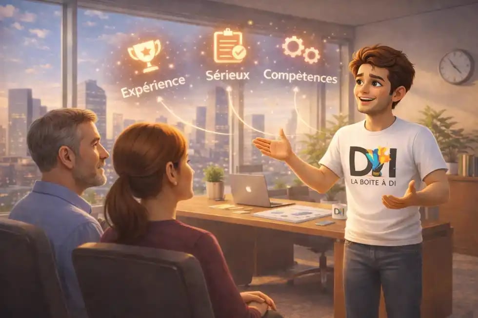 Illustration 3D de Dam montrant pourquoi le numérique est une vraie opportunité de reconversion après 40 ans