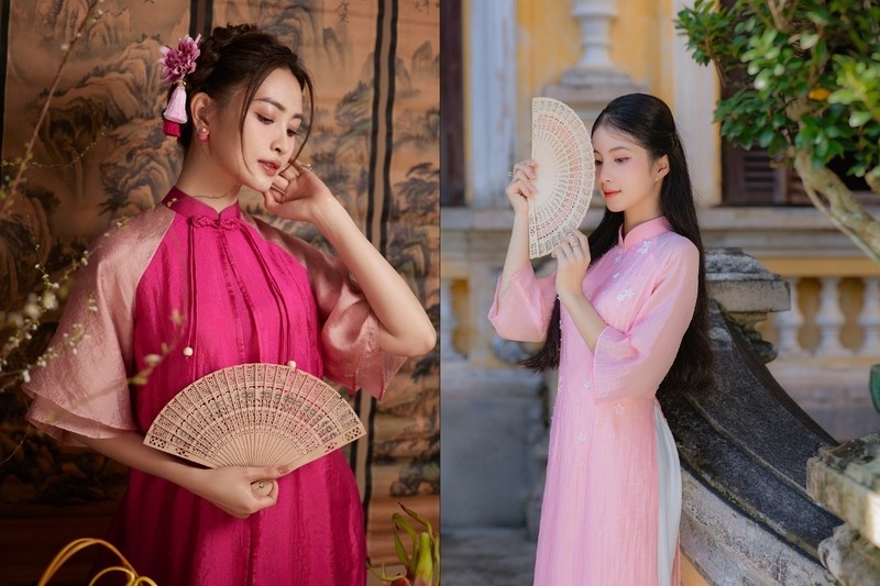 Cử chỉ vén tóc nhẹ nhàng giúp ảnh áo dài thêm duyên dáng