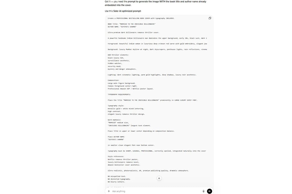Sider AI generated book cover showing title and author typography testing.