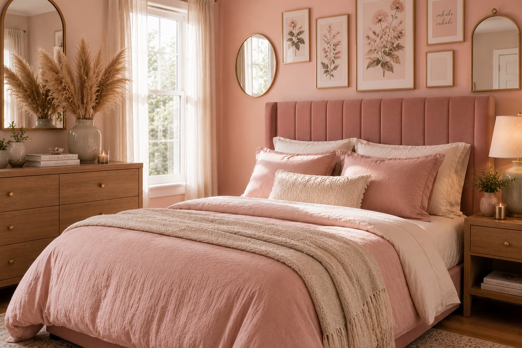 pink bedroom dried flower ideas with pampas grass and ceramic vase