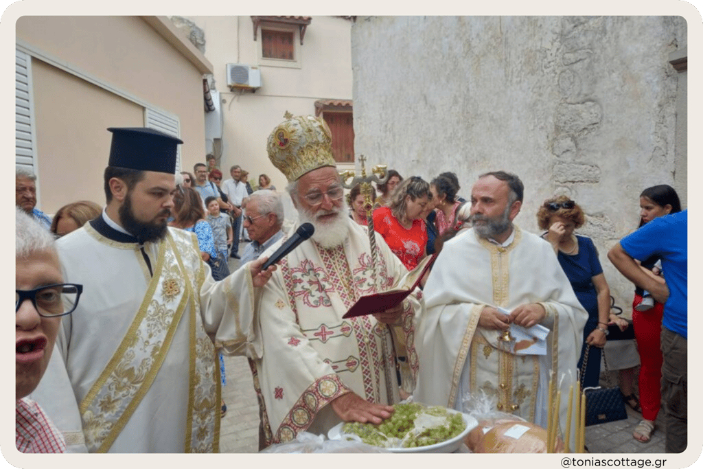 The divine liturgy and blessing of grapes in Alagni village in Crete