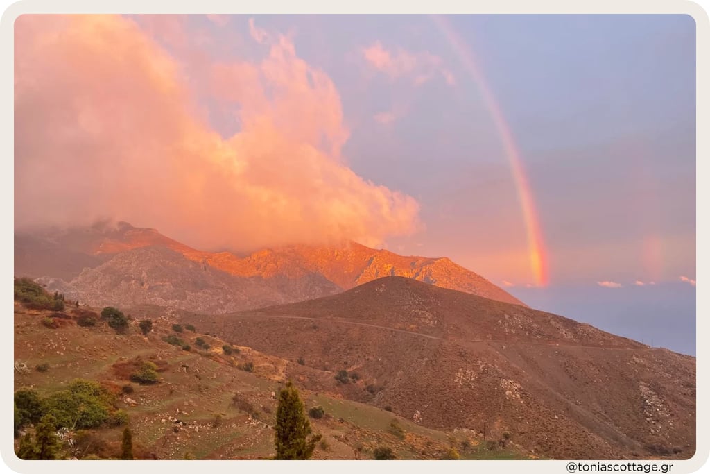 Rainbow over Asterousia mountains in Crete