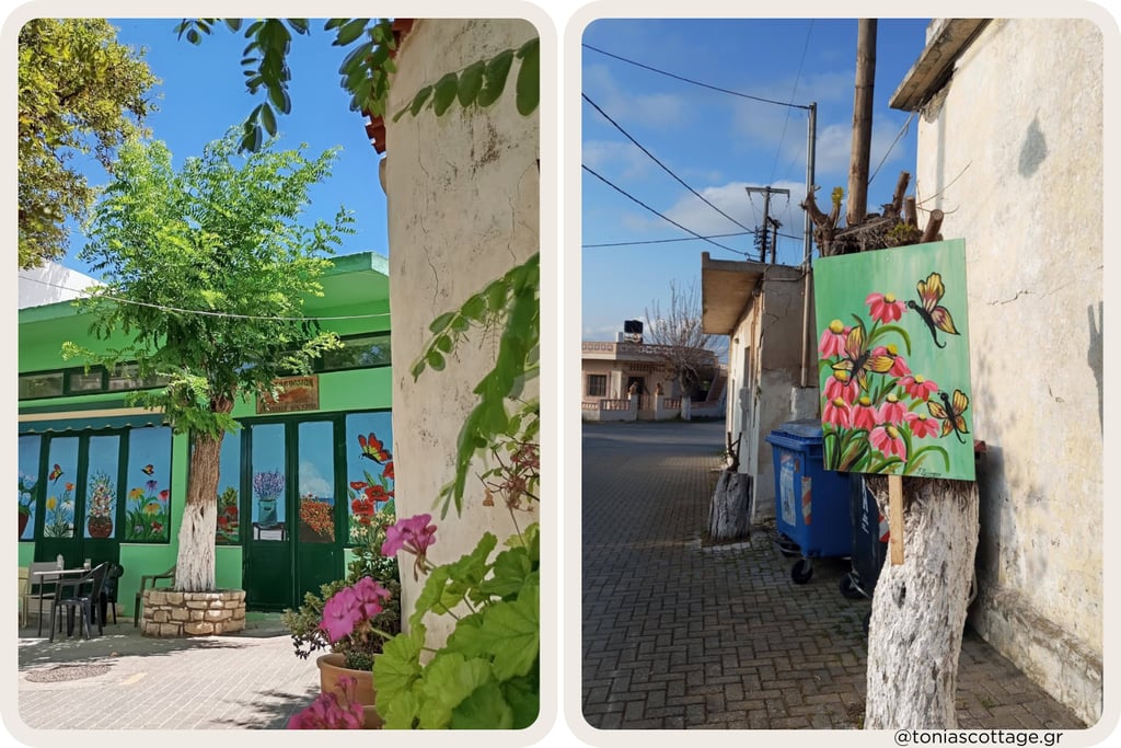 Alagni village colorful street and village paintings