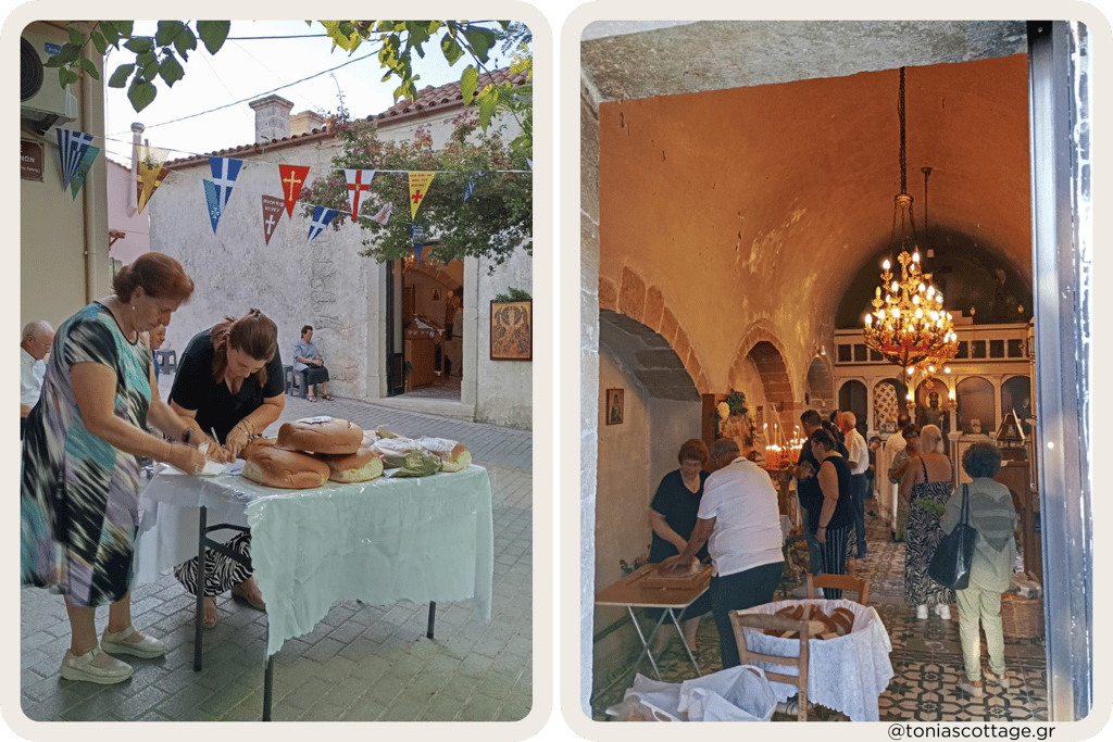 Alagni Village celebration August 6 - sharing bread and in the church