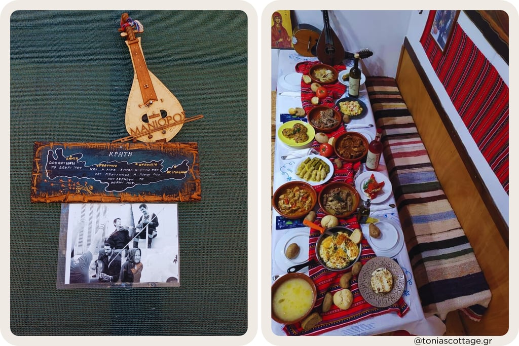 Traditional restaurant Manioros in Arkalochori, Crete, serving authentic local Cretan cuisine.