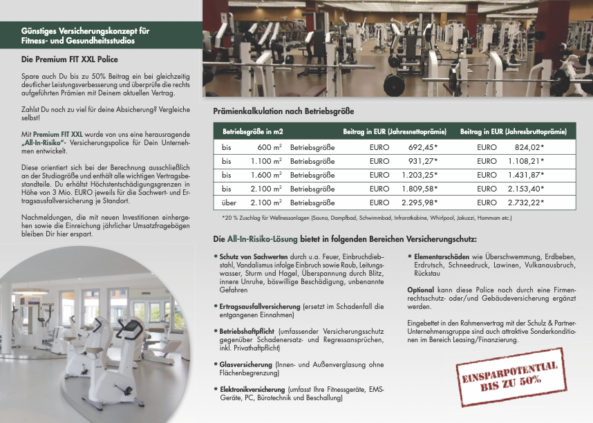 Schulz & Partner Prämientableuau Premium Fitxxl