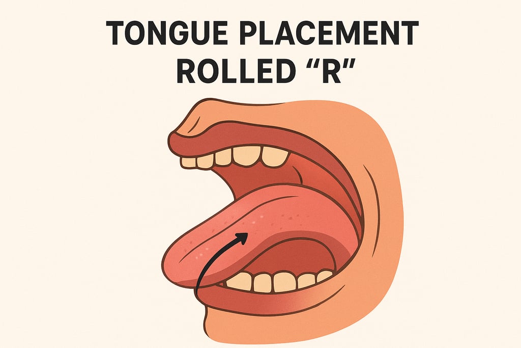 Illustration showing how to roll the R in Spanish