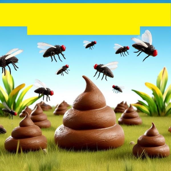a pile of flies over a pile of poop