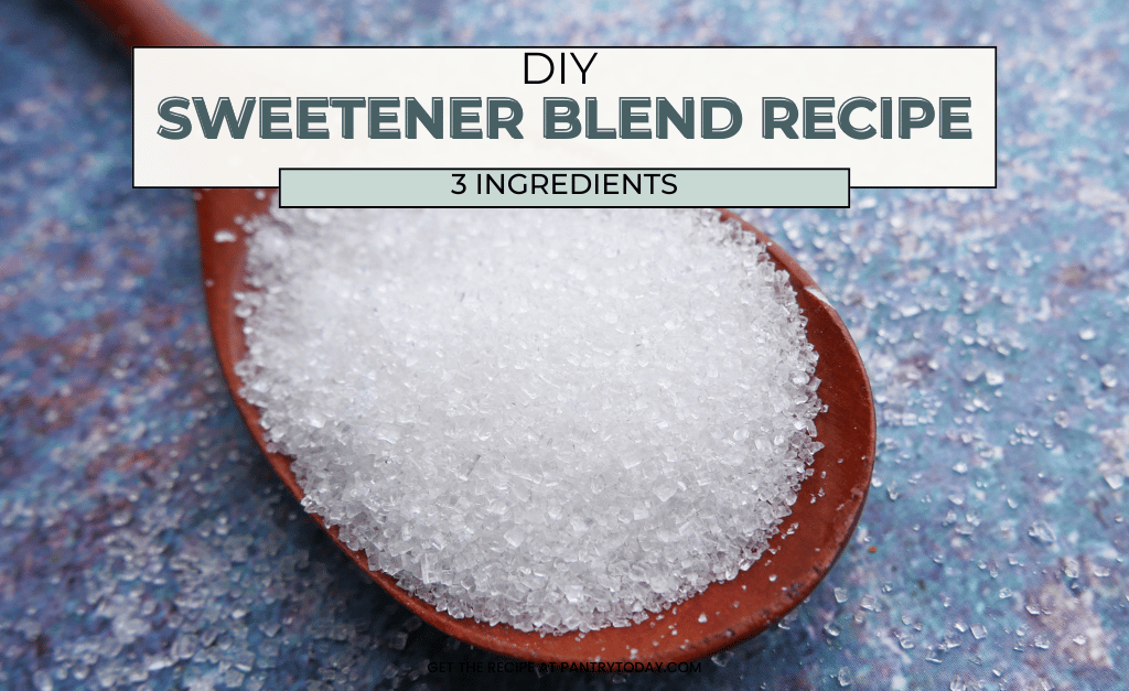 DIY Sweetener Blend Recipe Ingredients on a Wooden Spoon