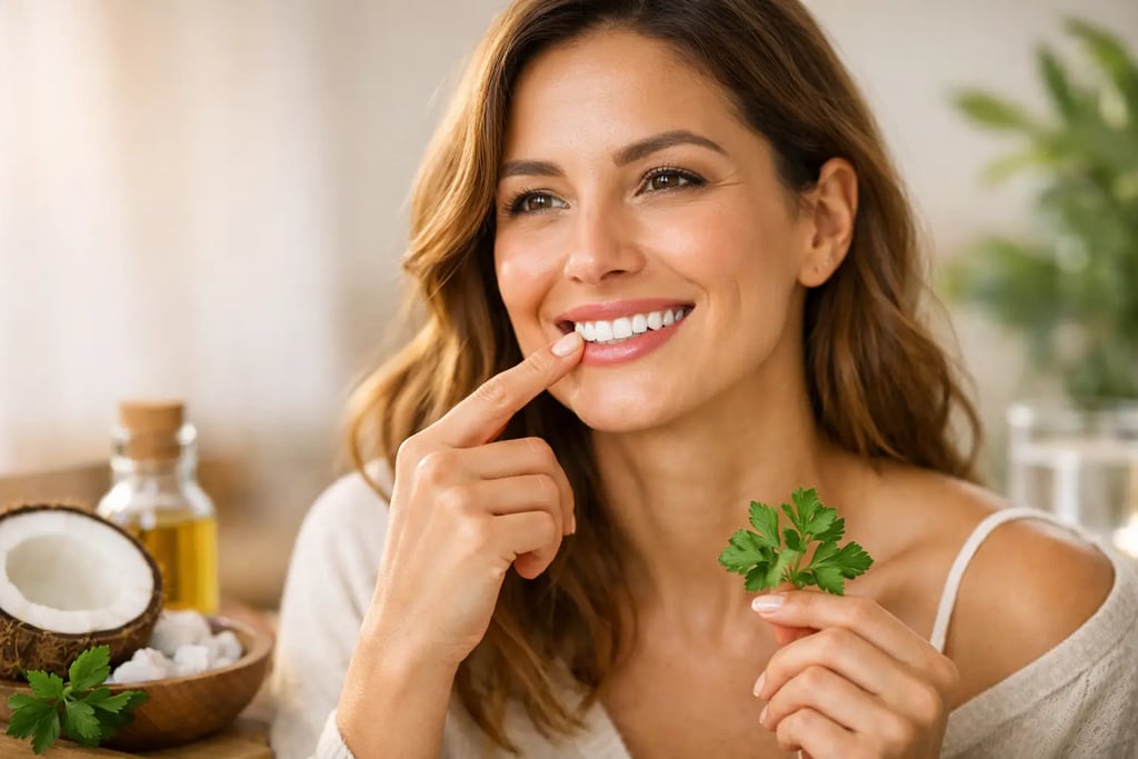 A smiling woman with white teeth