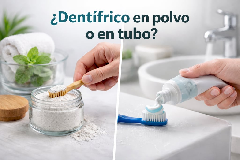 Pasta en tubo frente a dentífrico natural en polvo