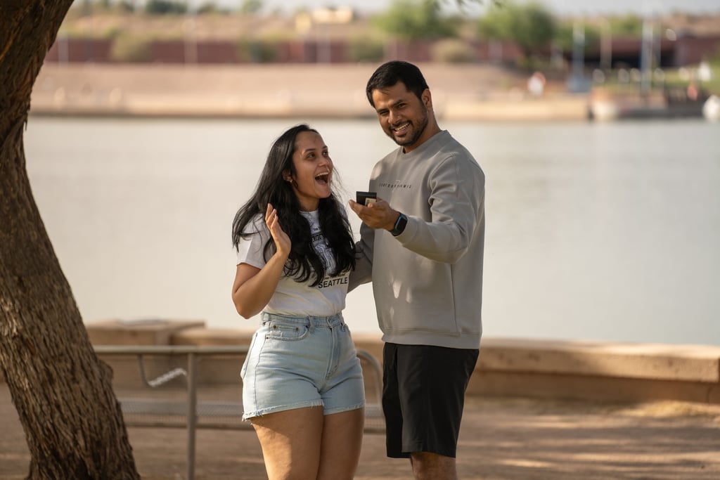 a man and woman surprise photoshoot