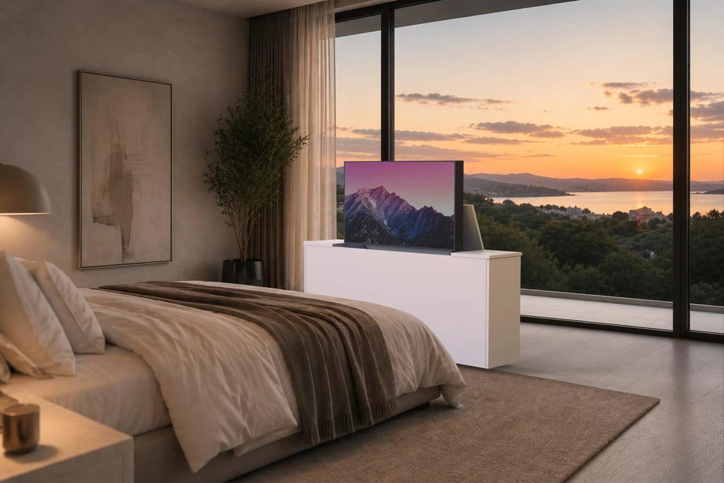 Pie de cama con sistema de elevacion tv lift incorporado